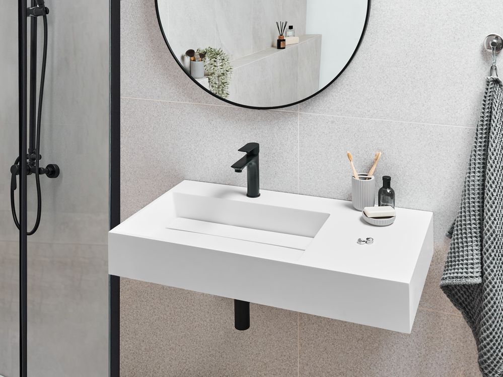Lavabo sospeso CUSCO 90 x 48 cm Composito minerale Bianco