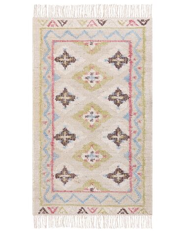 Teppich Jute mehrfarbig 80 x 150 cm orientalisches Muster Kurzflor TERKOS