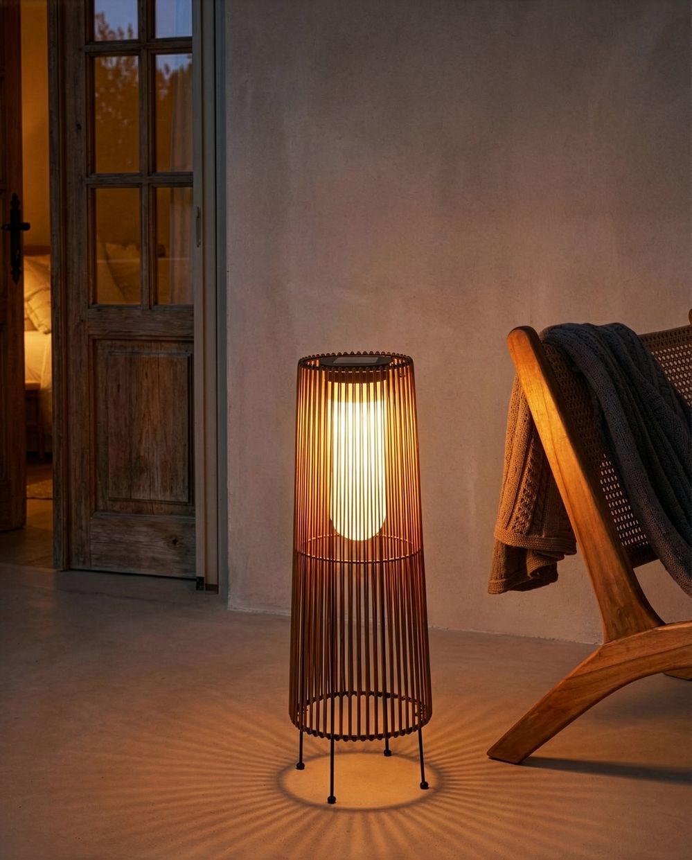 Solarbetriebene Laterne SEMLIKI 68 cm Naturfarben