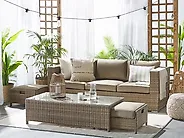Garden Lounge Set with Table 5 Seater BELLUNO PE Rattan Brown_1171312