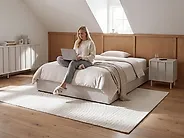 Bett mit Stauraum ohne Kopfteil DINAN Stoff Hellgrau 120 x 200 cm_1188185