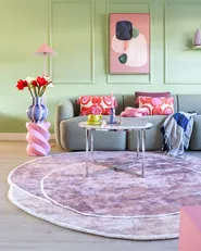 Rug KANRACH Pink 200 x 200 cm Viscose_1050713