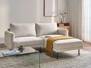 Corner Sofa 2 Seater BREDA Fabric Light Beige Left Hand_1078048