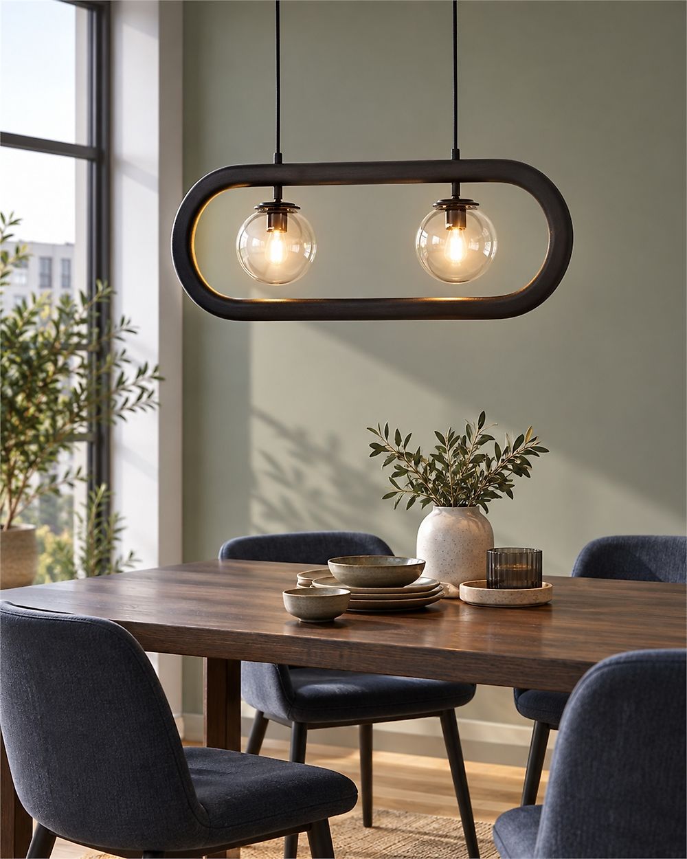 Pendant Lamp AYENSU Mango Wood Black