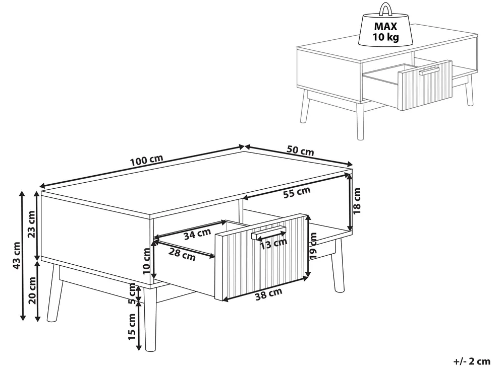 Nathan James Beacon - Tavolino Bohémien Con Contenitore, Rettangolare, Gambe In Legno E Ripiano In Alga, Marrone - 5