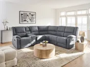 Manual Recliner Corner Sofa 5 Seater ROKKE Fabric Grey Left Hand_1108221