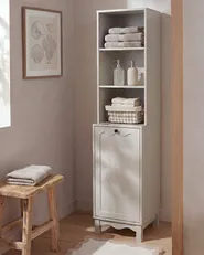 Bathroom Cabinet PENON 38 cm with Laundry Basket Light Beige_1110091