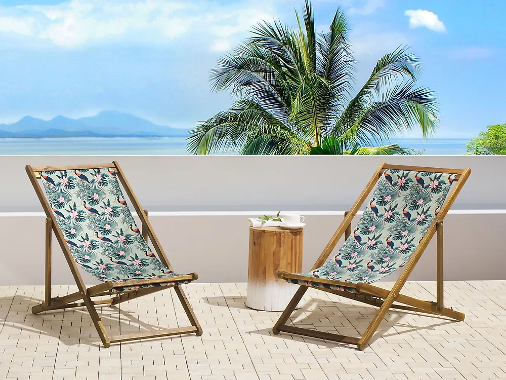 Set of 2 Sun Lounger Replacement Fabrics ANZIO/AVELLINO 113 x 44 cm Multicolour_1180402