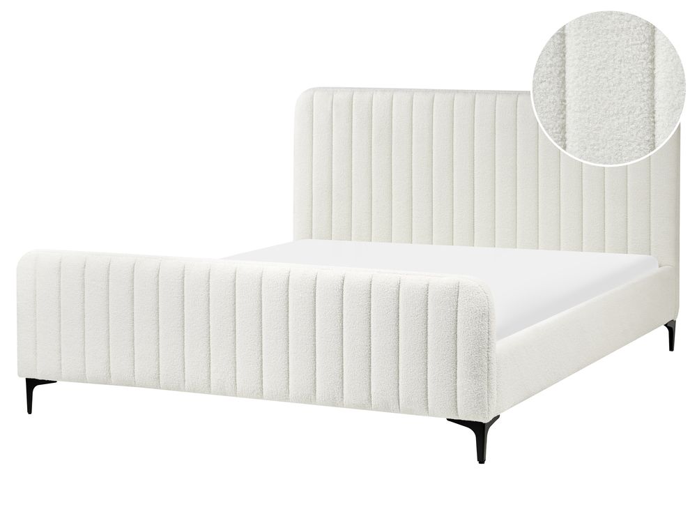 Bed Boucle LUNAN 160 x 200 cm (EU King Size) Off-White