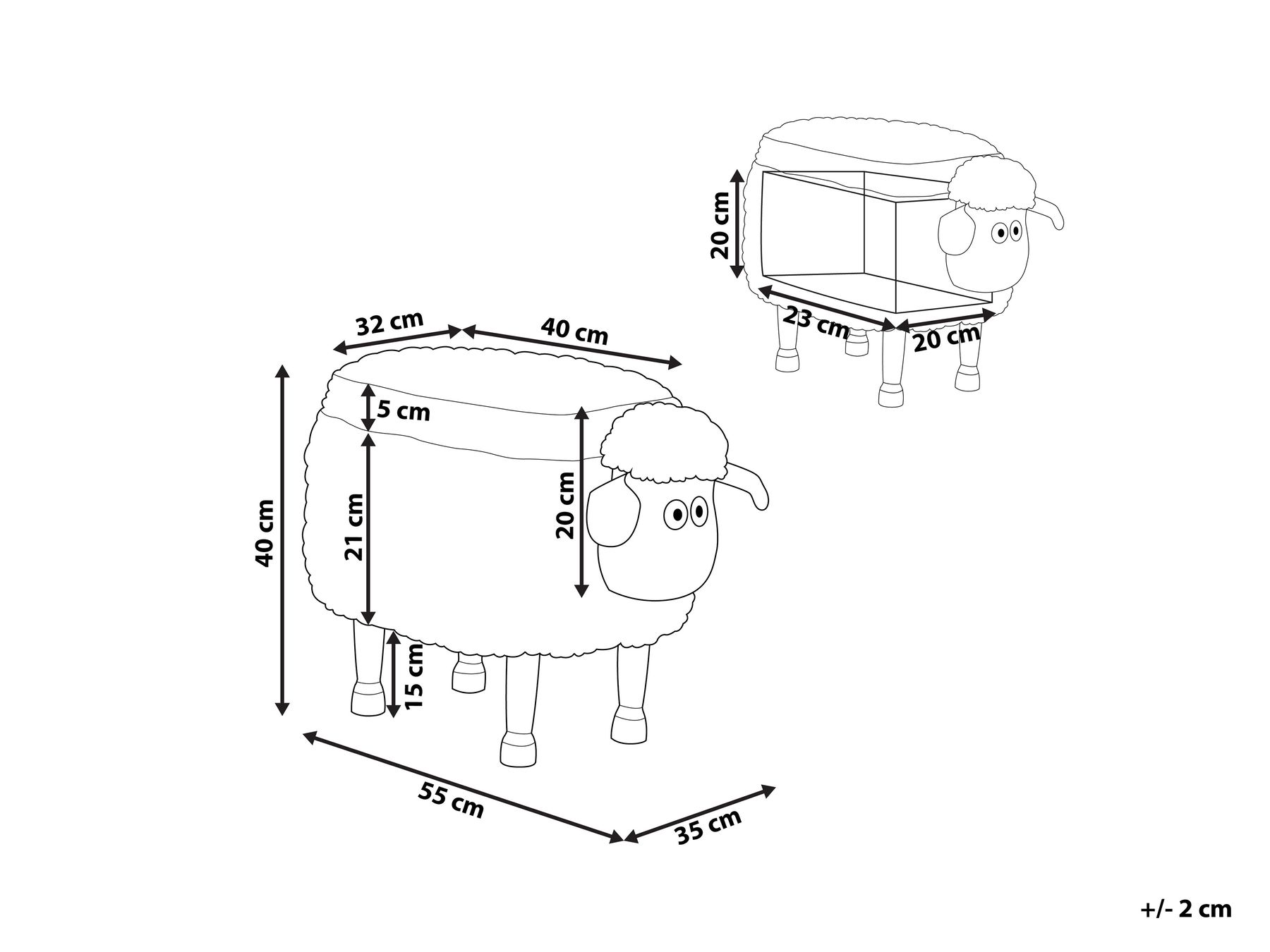 Fabric Storage Animal Stool Beige SHEEP_852414 Fabric Storage Animal Stool Beige SHEEP_852414