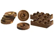Set da 6 Portauova con 2 supporti FOURNIL Legno d'acacia Marrone_1074632