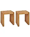 Set of 2 Garden Stools BELLANO Acacia Wood Brown