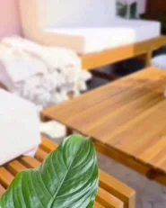 Conjunto de jardín con mesa 3 plazas GIAVENO Madera de acacia Blanco crema_994114