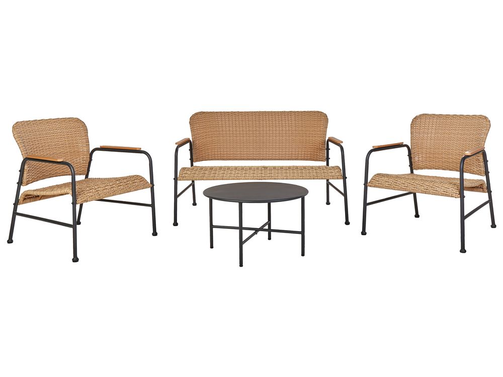 Ensemble de salon de jardin avec table 4 places OFANTO Polyrotin Naturel