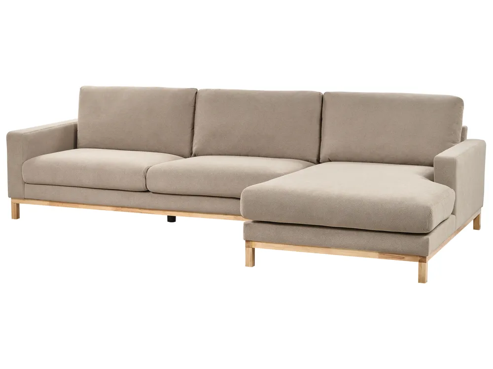 Corner Sofa 4 Seater SIGGARD Fabric Taupe Left Hand_944869