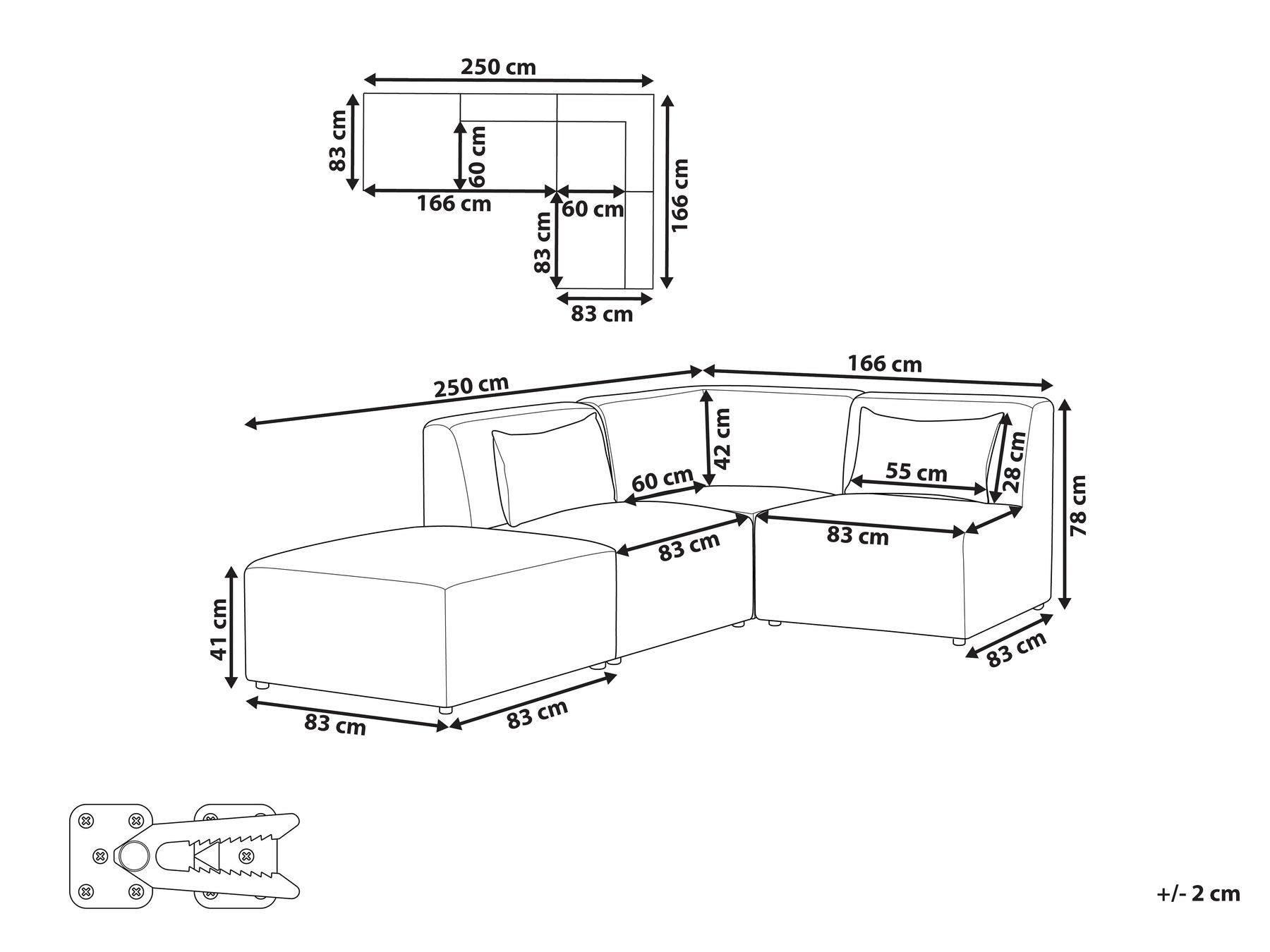 Left Hand 3 Seater Modular Jumbo Cord Corner Sofa with Ottoman Beige LEMVIG_875835 Left Hand 3 Seater Modular Jumbo Cord Corner Sofa with Ottoman Beige LEMVIG_875835