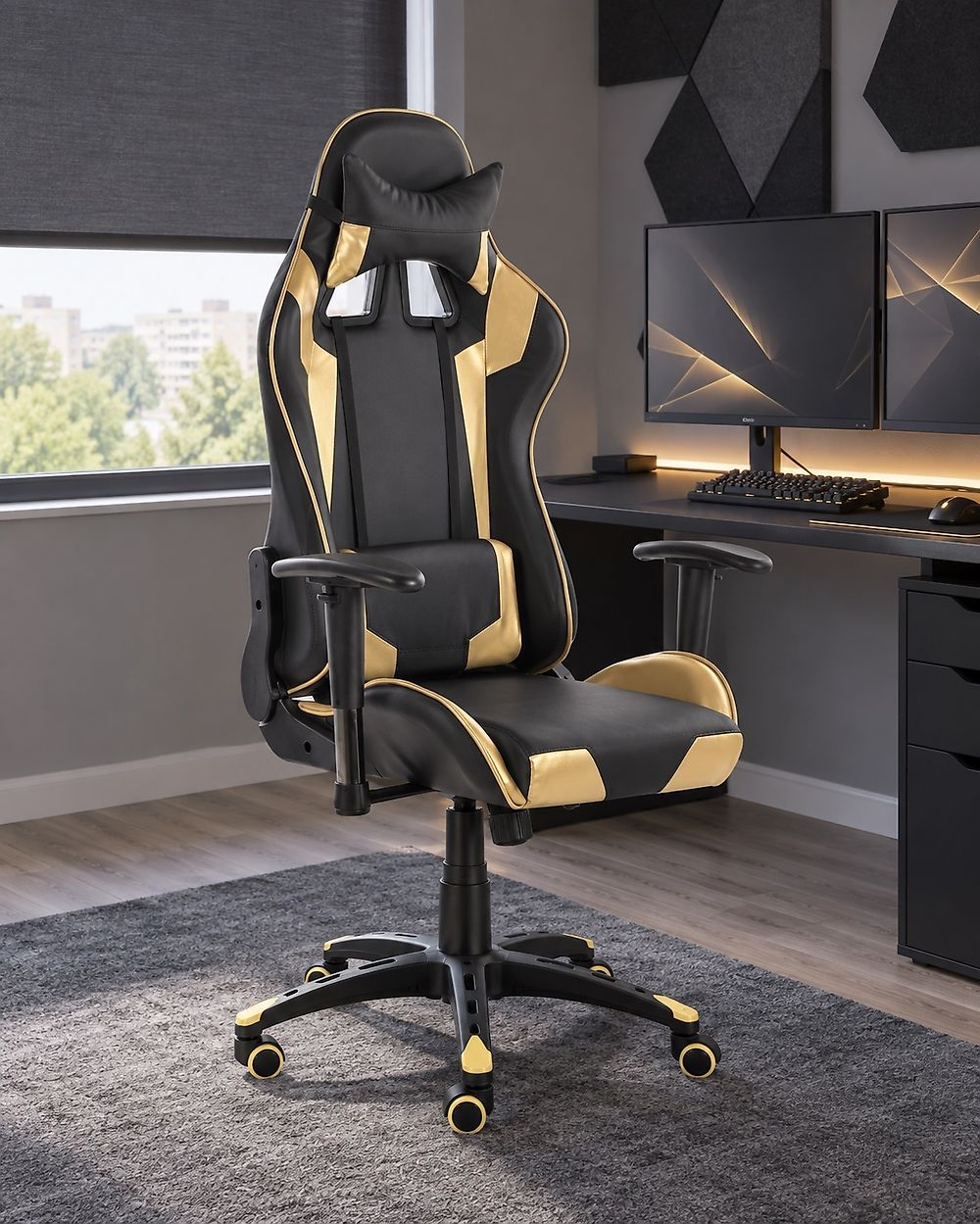 Gaming Chair KNIGHT Faux Leather Gold