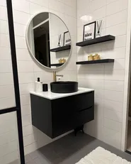 Lavabo da appoggio TEBAR ⌀ 40 cm Ceramica Nero_972537