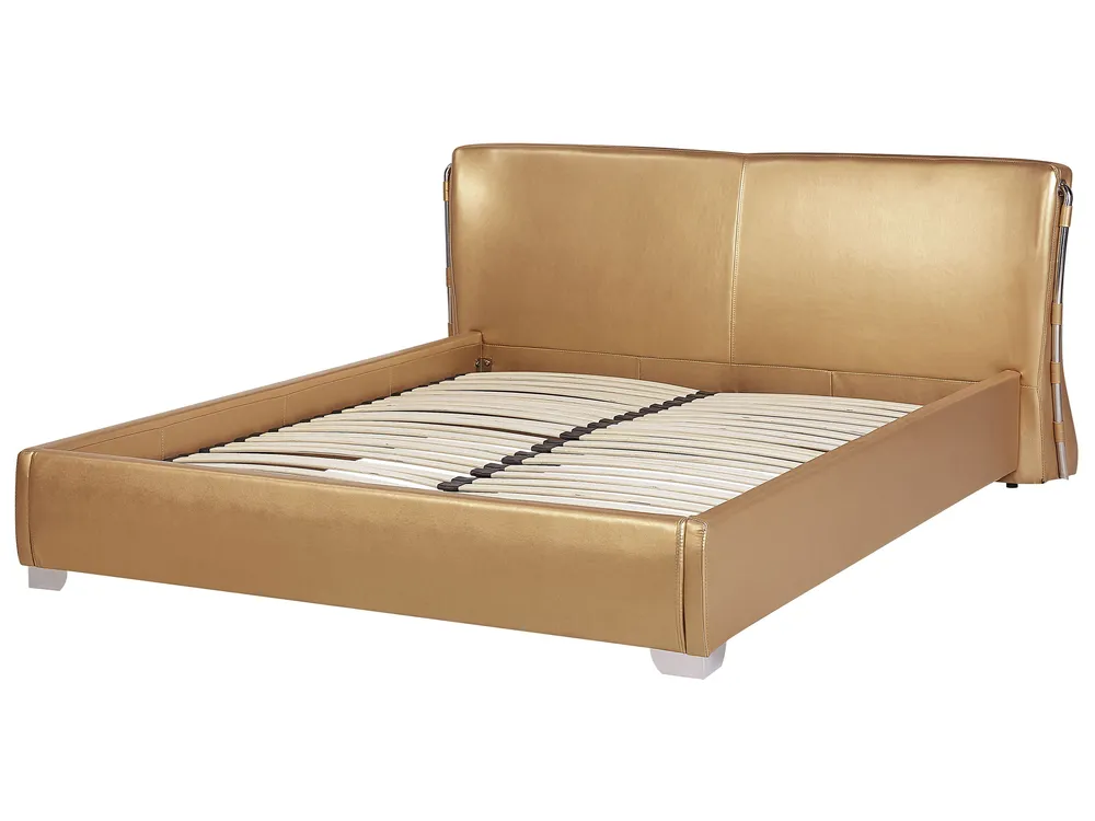 Bed Leather PARIS 180 x 200 cm (EU Super King) Gold_282311