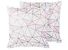 Conjunto de 2 cojines decorativos CLARKIA 45 x 45 cm Algodón Rosa Patrón geométrico