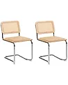 Set of 2 Dining Chairs CORDOVA Rattan Light Brown