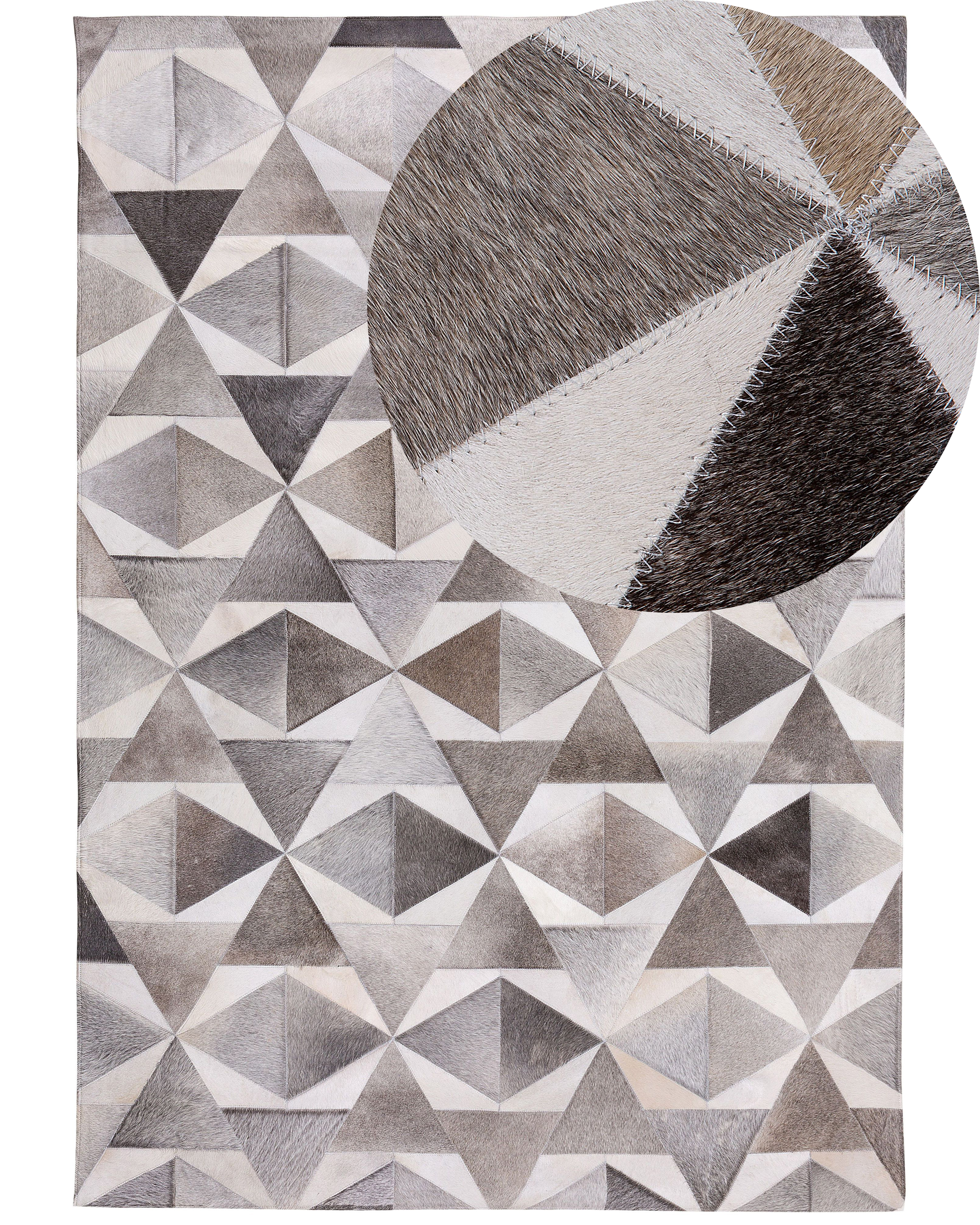 Kožený koberec 160 x 230 cm sivý ALAKA_688237