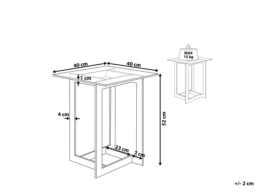 Side Table CRYSTAL Tempered Glass Gold_815300