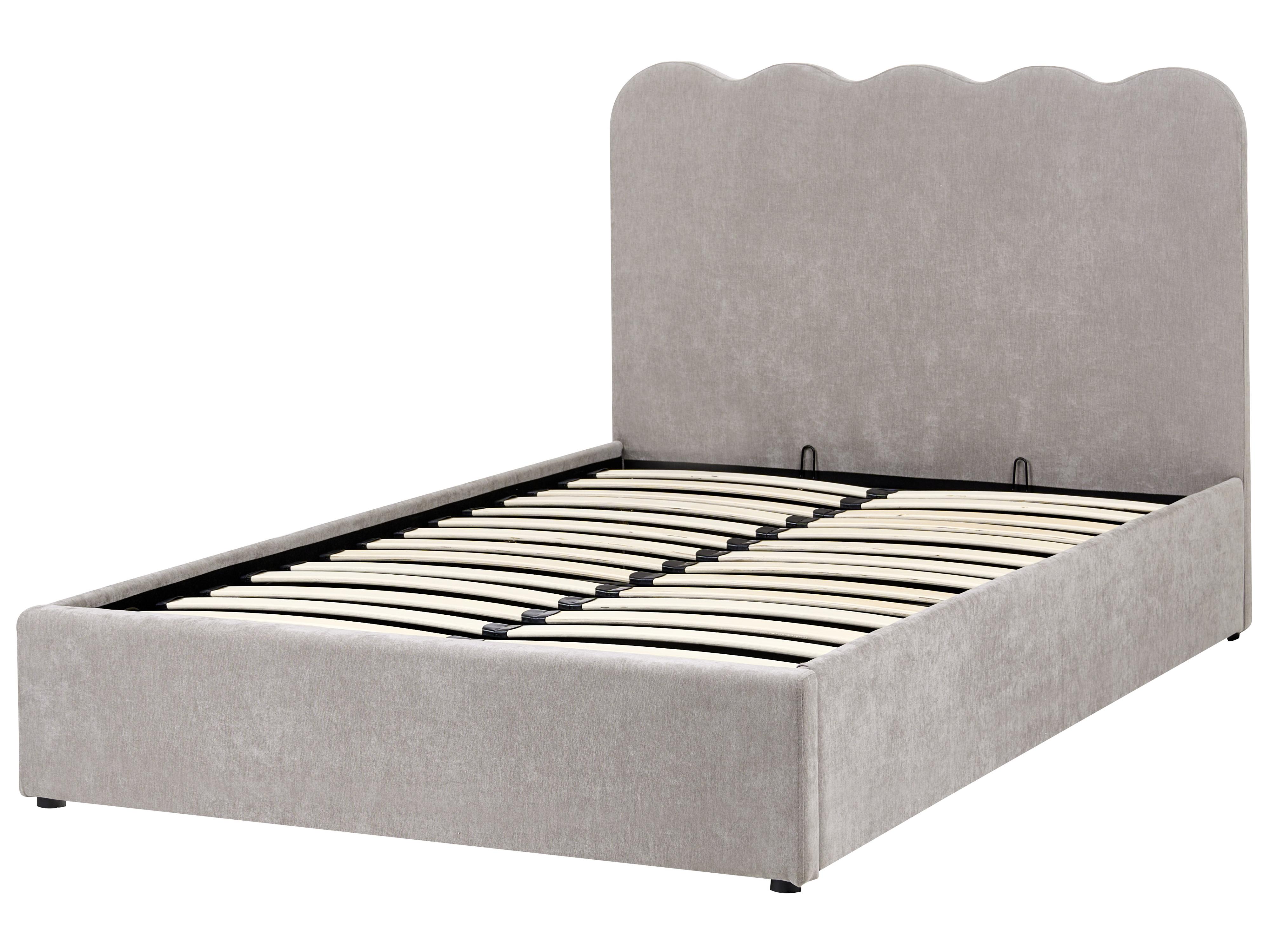 Bett mit Stauraum NANTERRE Chenillegewebe Taupe 120 x 200 cm_1082432