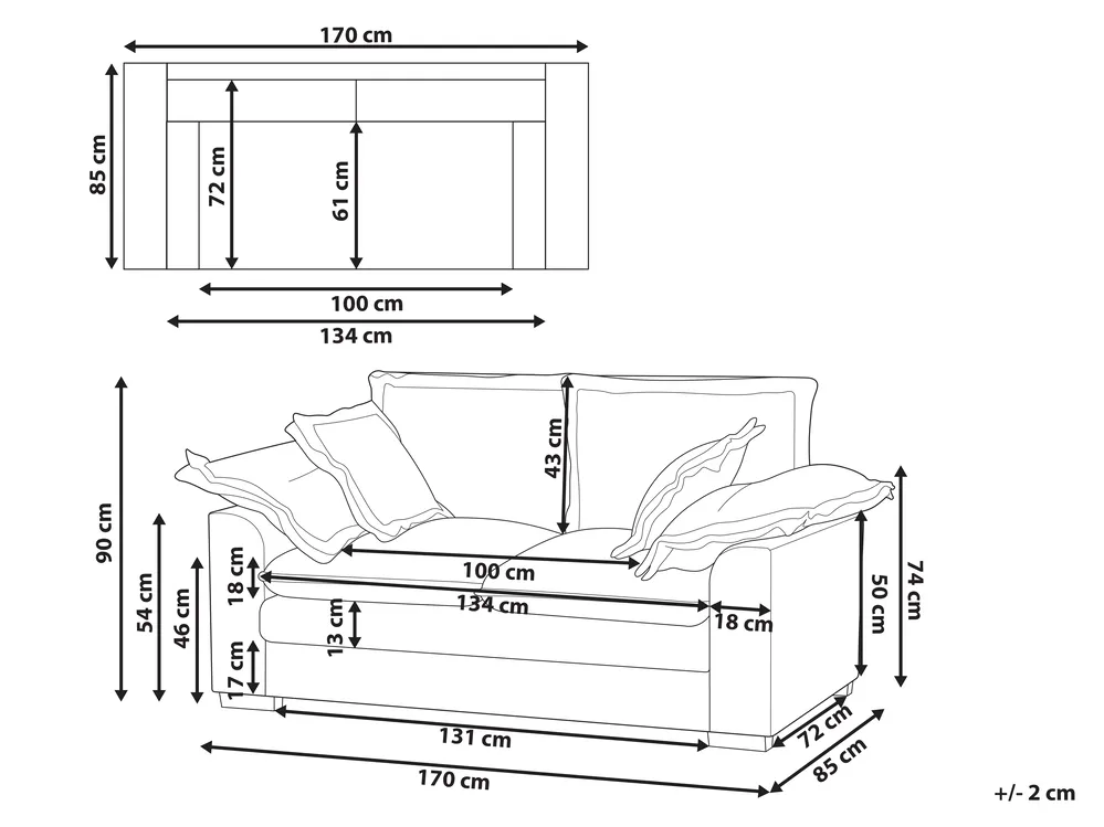 Sofa 2 Seater TIRRO Corduroy Brown_971155