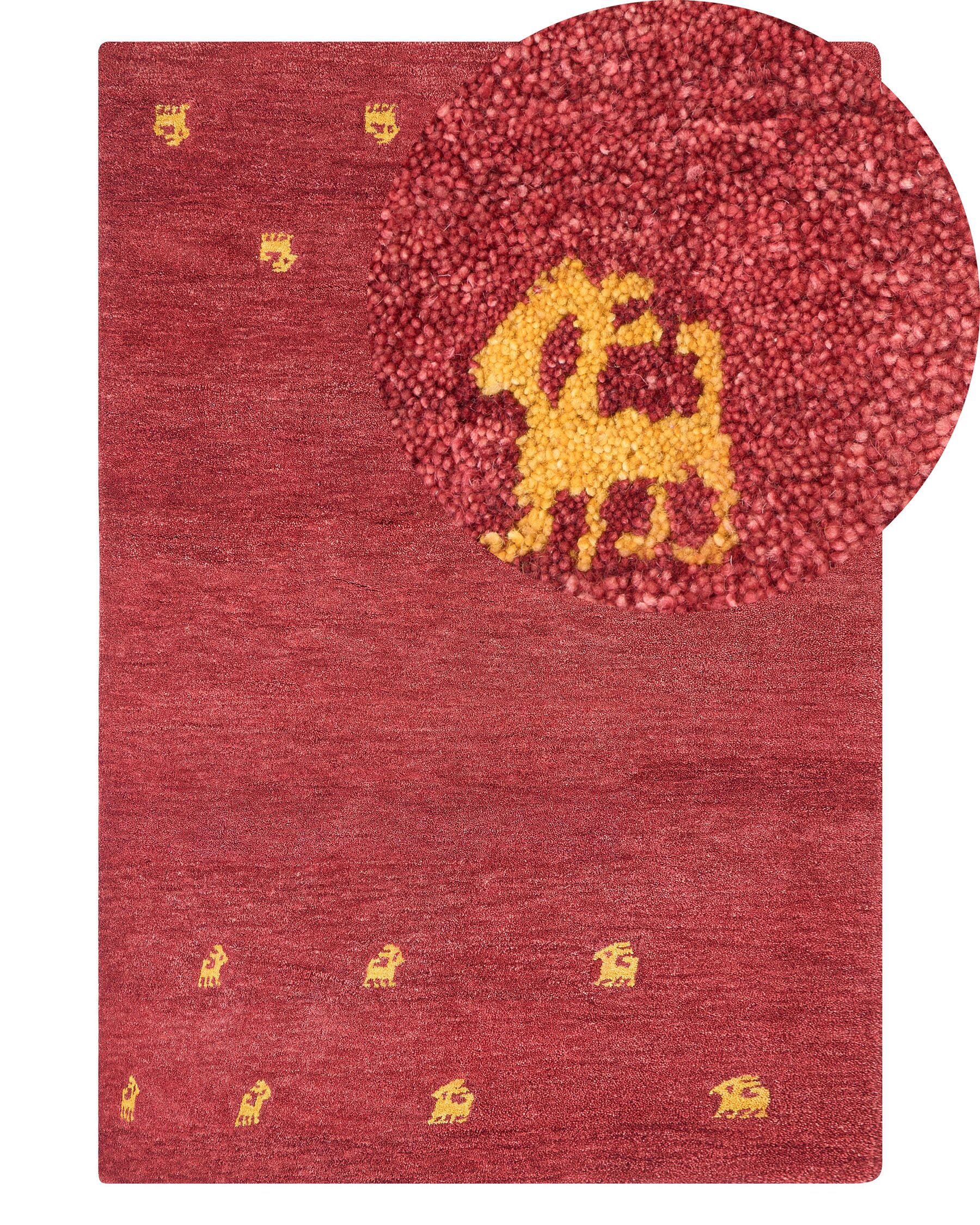 Vlnený koberec gabbeh 140 x 200 cm červený YARALI_856206