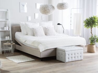 Fabric EU Super King Size Adjustable Bed Beige DUKE