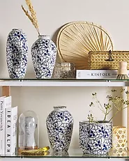 Blumenvase MALLIA 20 cm Steinzeug Weiss_1179702