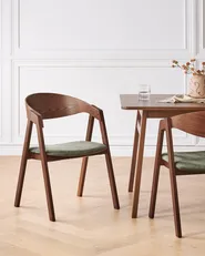 Set of 2 Dining Chairs YUBA Wood Dark Green_934264