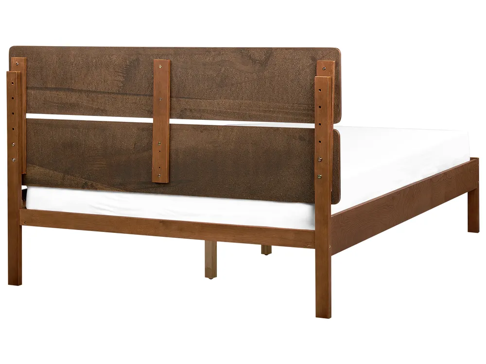 Bed with LED Wood BOISSET 140 x 200 cm (EU Double) Dark Brown_899799