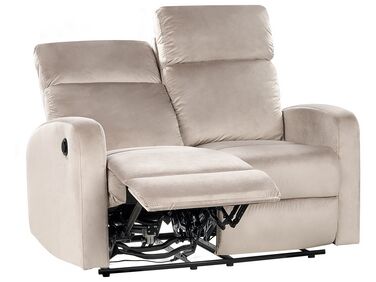 2 Seater Velvet Electric Recliner Sofa Beige VERDAL