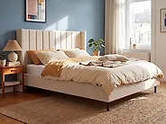 Bett mit Lattenrost Bouclé VILLETTE 160 x 200 cm Beige_1174646