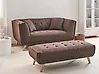 Sofa 2 Seater HABO with Ottoman Fabric Dark Brown