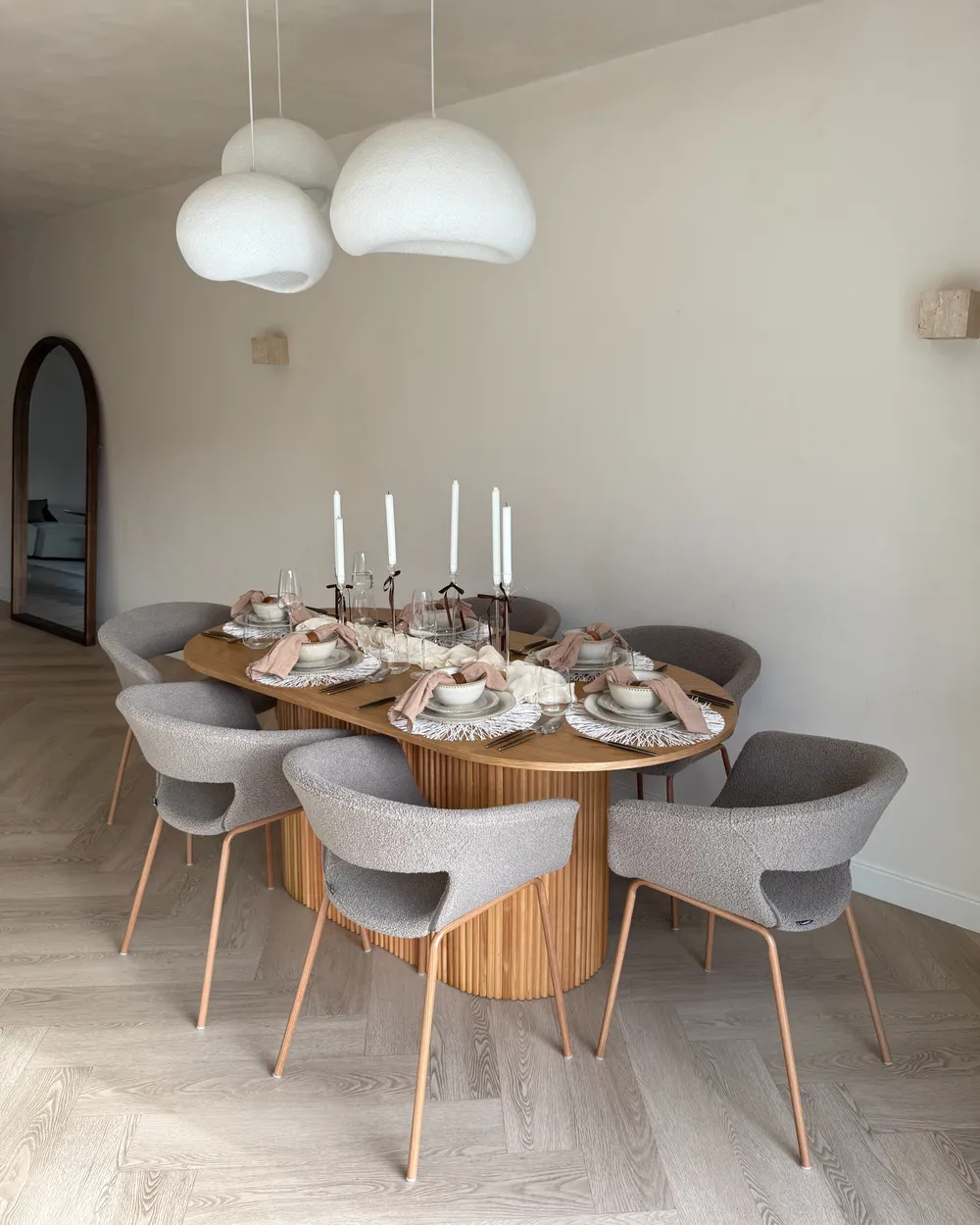 Set of 2 Dining Chairs ELMA Boucle Taupe_1041526