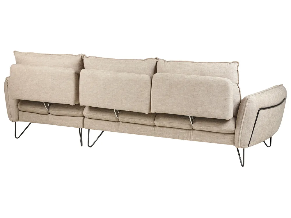 Corner Sofa 3 Seater SERSAN Chenille Beige Right Hand_929129