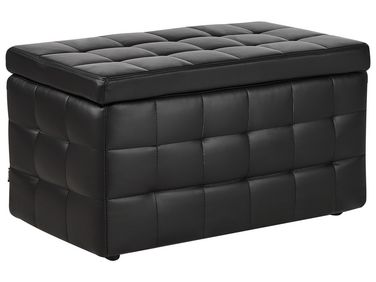 Faux Leather Storage Ottoman Black MICHIGAN