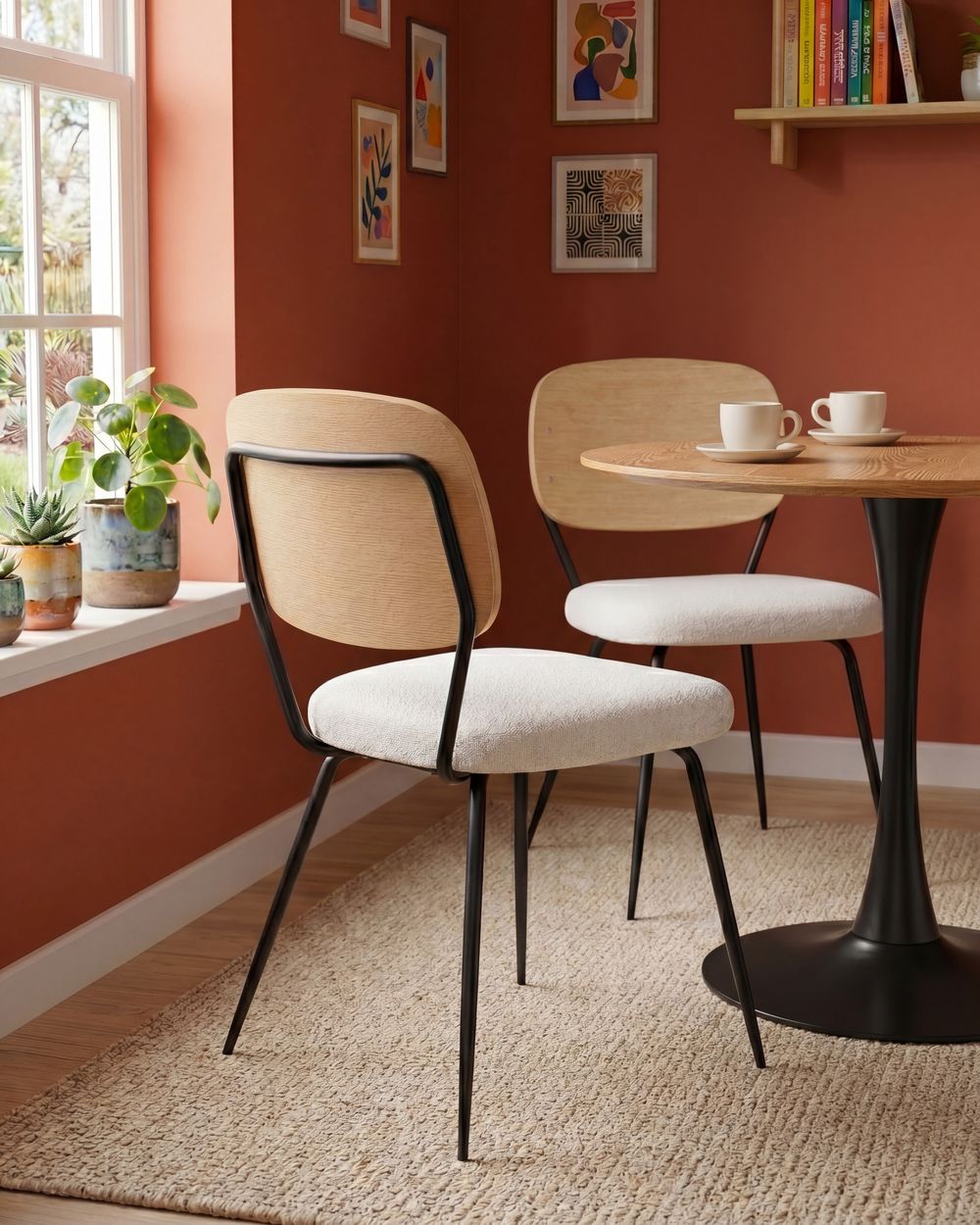 Set de 2 scaune dining EILEEN Boucle Alb-murdar