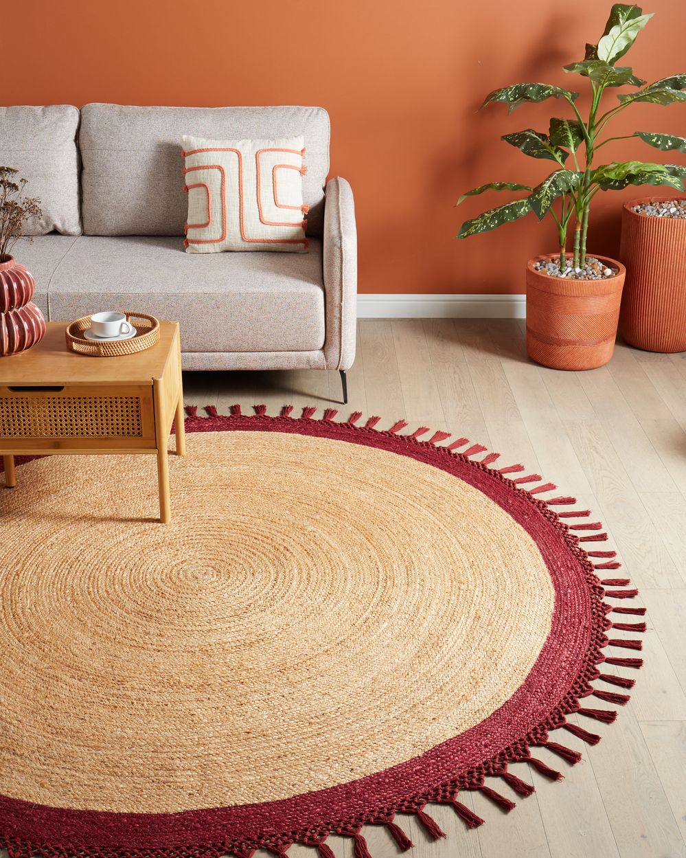 Rug MARTS Dark Red ø 200 cm Jute