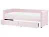 Daybed with Storage MARRAY Velvet Pastel Pink 90 x 200 cm (EU Single)
