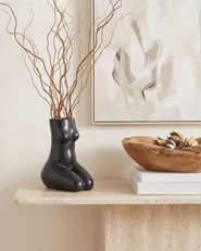 Wazon na kwiaty PYRGOS 22 cm Ceramika Czarny_845103