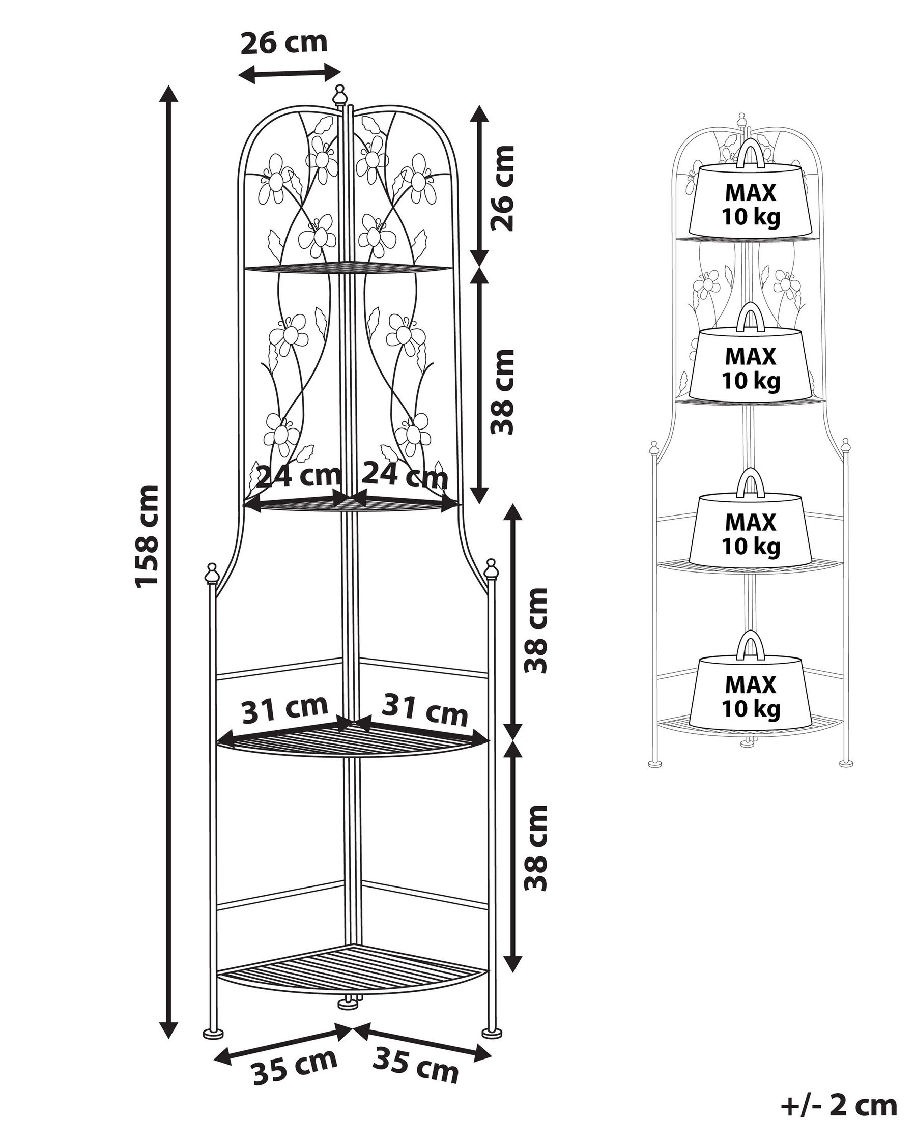 Regał narożny BIELLA 35 cm 158 cm Metal Biały_792354