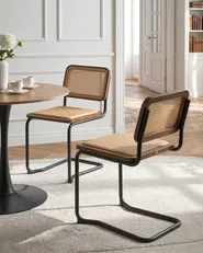 Set of 2 Dining Chairs CORDOVA Rattan Brown_1061954