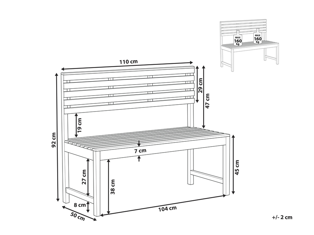 Acacia Wood Garden Bench 110 cm TREIA Beliani