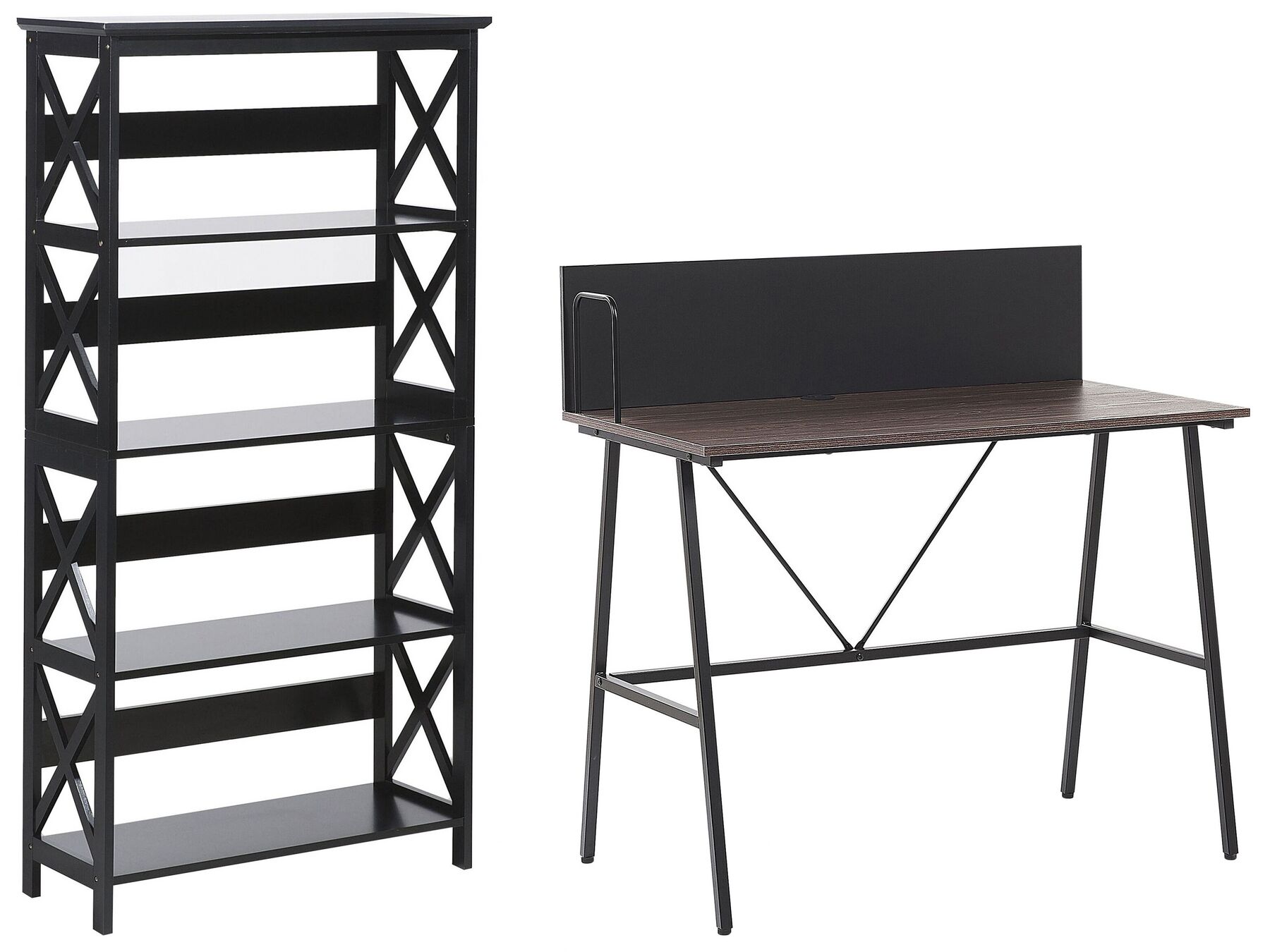 Home Office Set Dark Wood and Black FOSTER/HASTINGS_843000