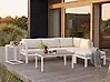 Garden Corner Sofa with Table 5 Seater MESSINA Beige/ Green Left Hand