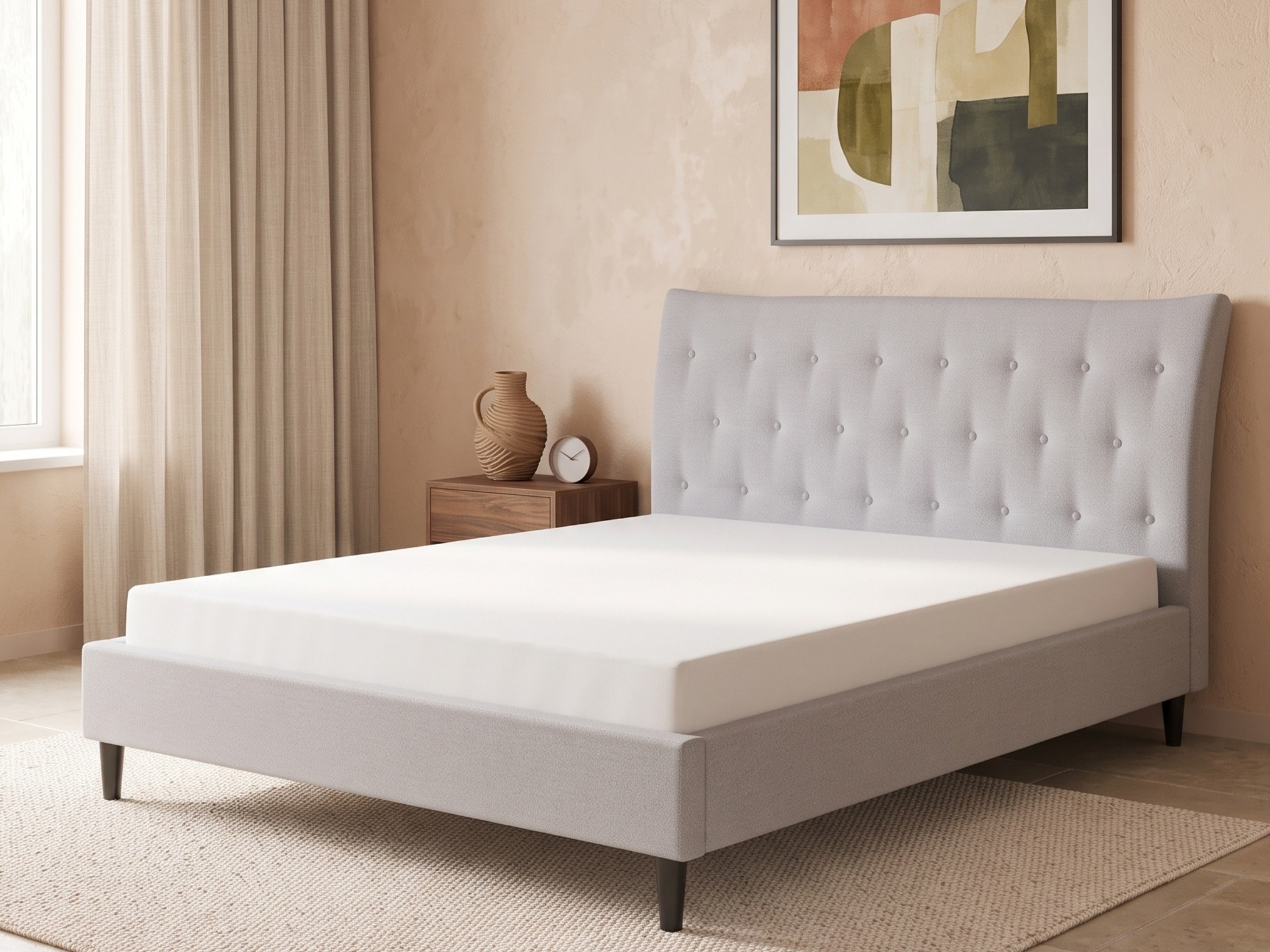 Bett mit Lattenrost Stoff SAVERNE 160 x 200 cm Hellgrau_1182311